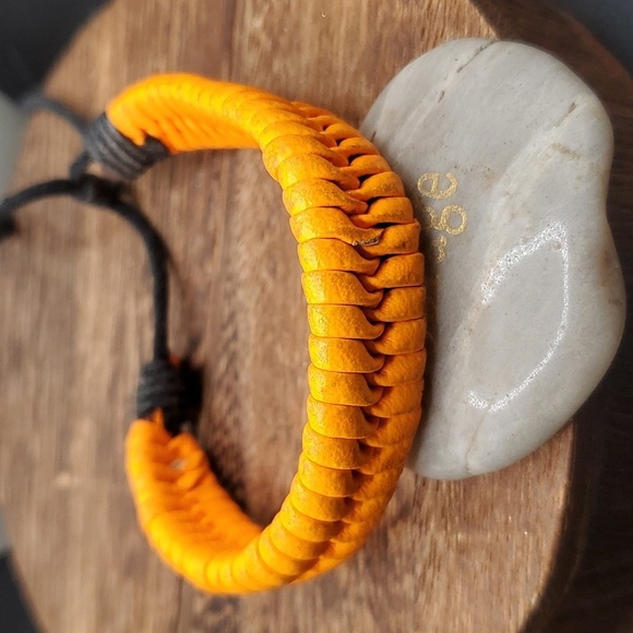 B2907 orangish yellow woven‎ native bracelet